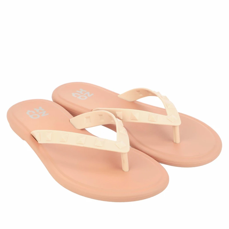 Image of Zaxy Pop Stud Thong Flip Flops - Nude Nude 3