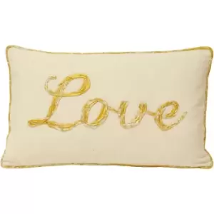 Image of Riva Home Christmas Tide Love Cushion Cover (30x50cm) (Gold) - Gold