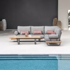 Image of Harbour Lifestyle Bay Corner Group & Coffee Table With 4 Waist Pillows- Charcoal