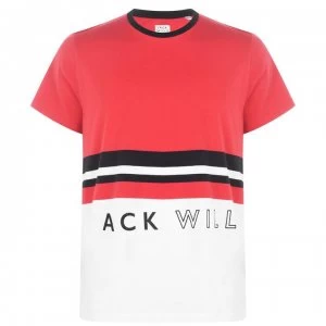 Image of Jack Wills Bramshill Colour Block T-Shirt - Neon Red