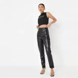Image of Missguided Tall Turn Up Croc Leggings - Black
