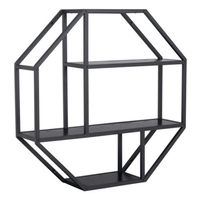 Image of Furniture To Go Seaford Octagonal Metal Wall Shelf in Black Unisex