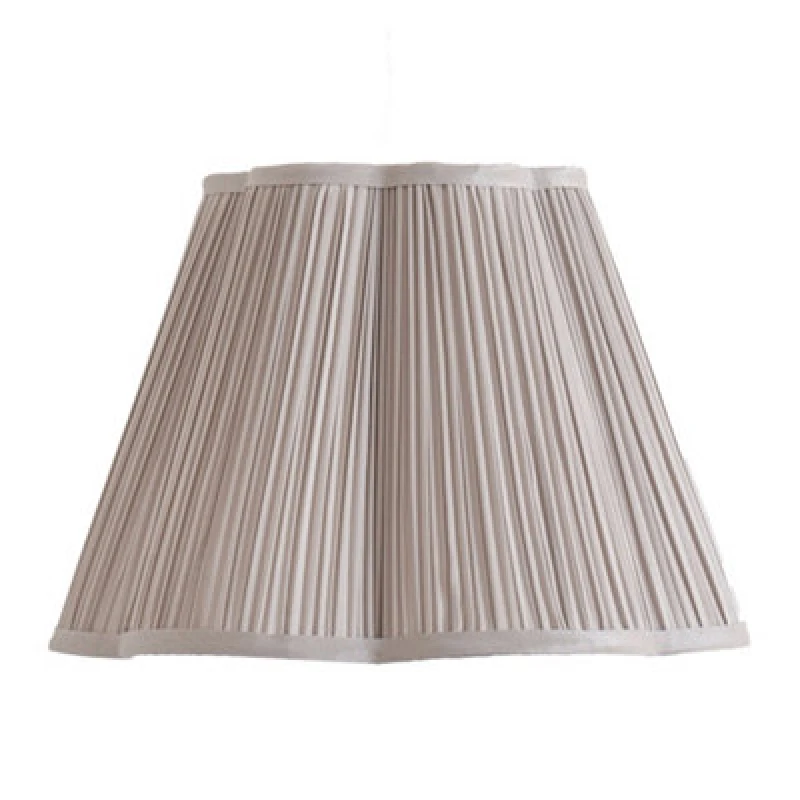 Image of ValueLights ValueLights Loralei Light Grey Pleated Faux Silk Scalloped Easy Fit Lamp Shade Size: Large Light Grey Large Unisex 5016529272502