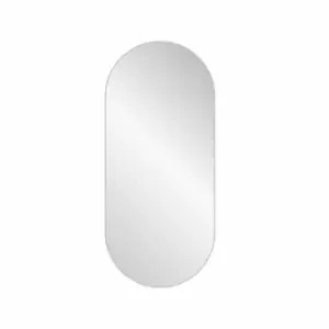 Image of Nielsen Enna Oval Pill Shaped Metal Large Wall Mirror, Silver, 80 x 40cm