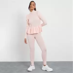 Image of I Saw It First High Neck Knit Peplum Top - Pink