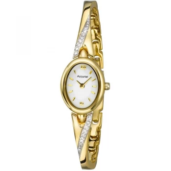 Image of White And Gold 'Accurist Stone Set Semi Bangle' Watch - LB1646W - multicoloured