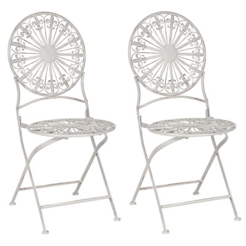 Image of Beliani Set Of 2 Garden Chairs Scafa Metal White