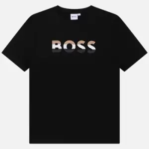 Image of Hugo Boss Boys Ombre Logo-Detailed Cotton-Blend T-Shirt - 12 Years
