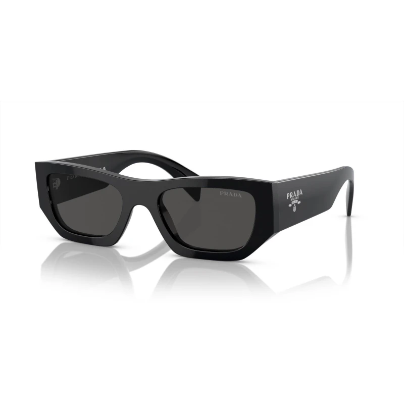 Image of Prada Logo Rectangular Sunglasses Black/Grey unisex One Size