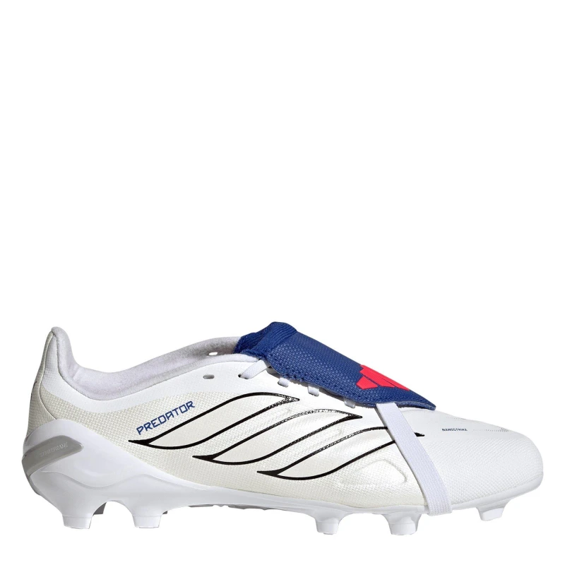 Image of adidas Predator Fold-Over Tongue League Firm Ground Football Boots Juniors White/Blue unisex 5 (38)