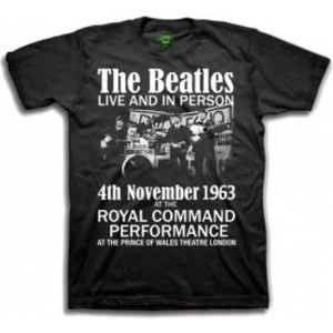 Image of The Beatles Live and in Person Boys Blk TS: Medium