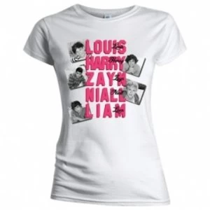 Image of One Direction Names Skinny White T-Shirt Small