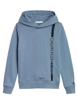 Image of Calvin Klein Jeans Boys Institutional Spray Hoodie - Misty Sky, Misty Sky, Size 8 Years