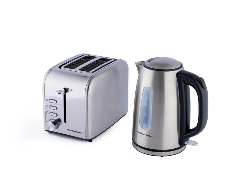Image of Hamilton Beach Rise Kettle & 2 Slice Toaster Set - Brushed in Silver Silver Unisex