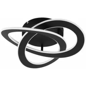 Image of Semi Flush Ceiling Light Colour Black Shade White Plastic Bulb LED 35W Included