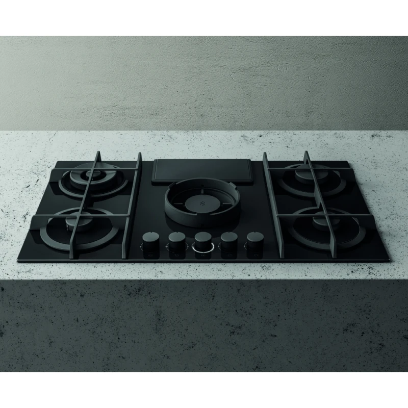 Image of Elica NT-FLAME-EVO-BL 88cm Air Venting Gas Hob - BLACK NT-FLAME-EVO-BL