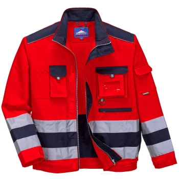 Image of Portwest Lille Hi Vis Jacket Red / Navy M
