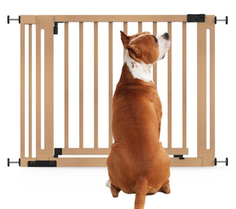 Image of Bettacare Wooden Elegance Dog Gate, Natural, 105Cm - 113Cm, Pressure Fit Pet Gate, 73Cm Extra Wide Doorway, Easy Installation