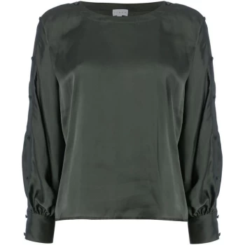 Image of Linea Cold Shoulder Blouse - Green