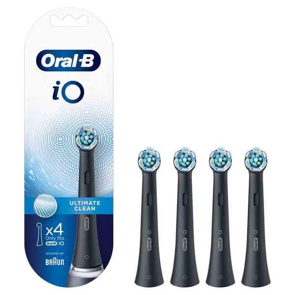 Image of Oral B iO Ultimate Clean Black Electric Toothbrush Replacement Heads 4Pcs