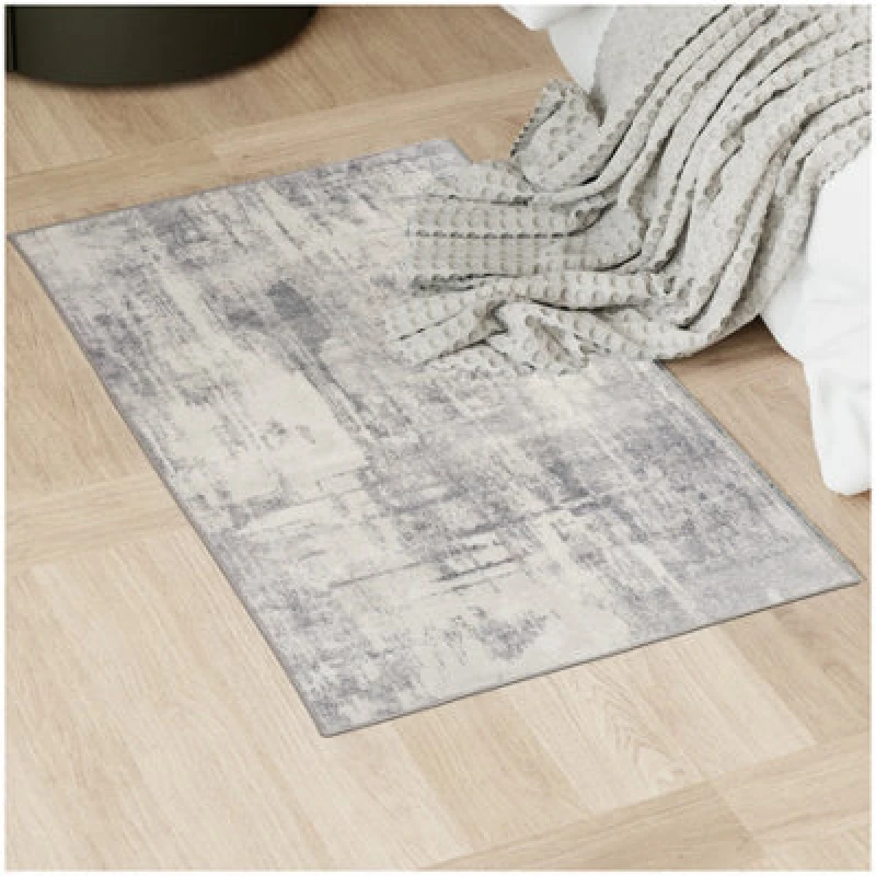 Image of Tectake Washable Rug Nadira - Different Sizes, Abstract Pattern, Synthetic Wool And Felt, Non-Slip 60 X 110 Cm - Beige/grey