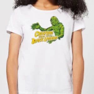 Image of Universal Monsters Creature From The Black Lagoon Crest Womens T-Shirt - White - S