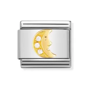 Image of Nomination Classic Gold CZ Moon Charm