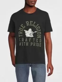 Image of TRUE RELIGION Arch Logo T-Shirt, Black, Size S, Men