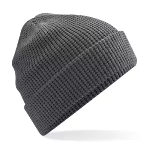 Image of Beechfield Cuffed Organic Cotton Waffle Beanie (One Size) (Graphite Grey)