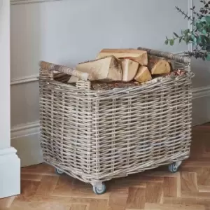 Image of Ivyline Natural Rattan Log Cart H49cm W58cm