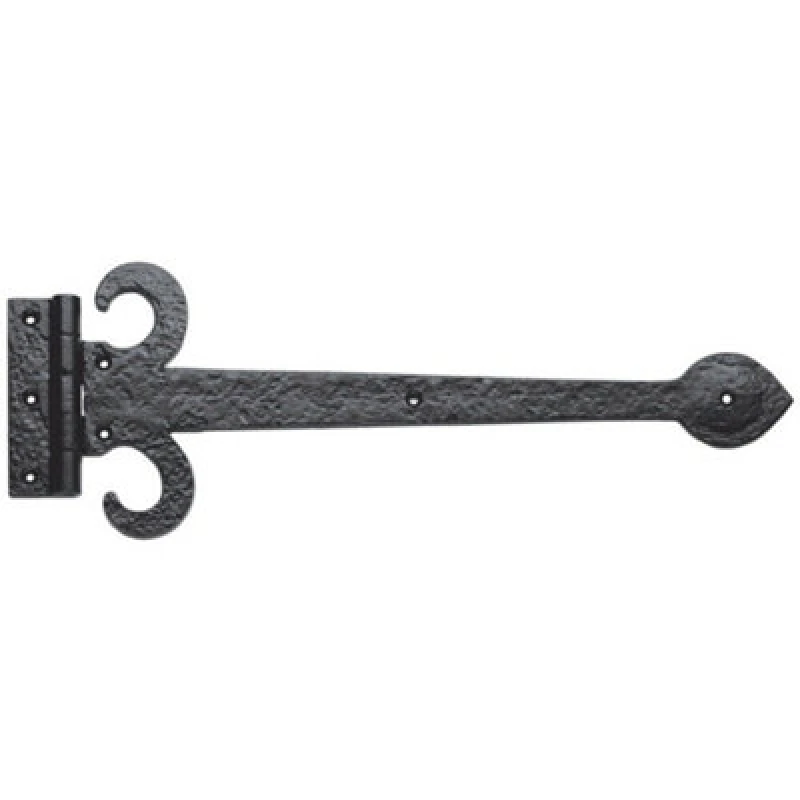 Image of Loops PAIR 381mm Ornate Sword T Hinge Black Antique Internal Decorative Door Hinge Black