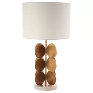 Image of Premier Housewares Zoe Table Lamp in Marble/Gold Finish with White Linen Shade