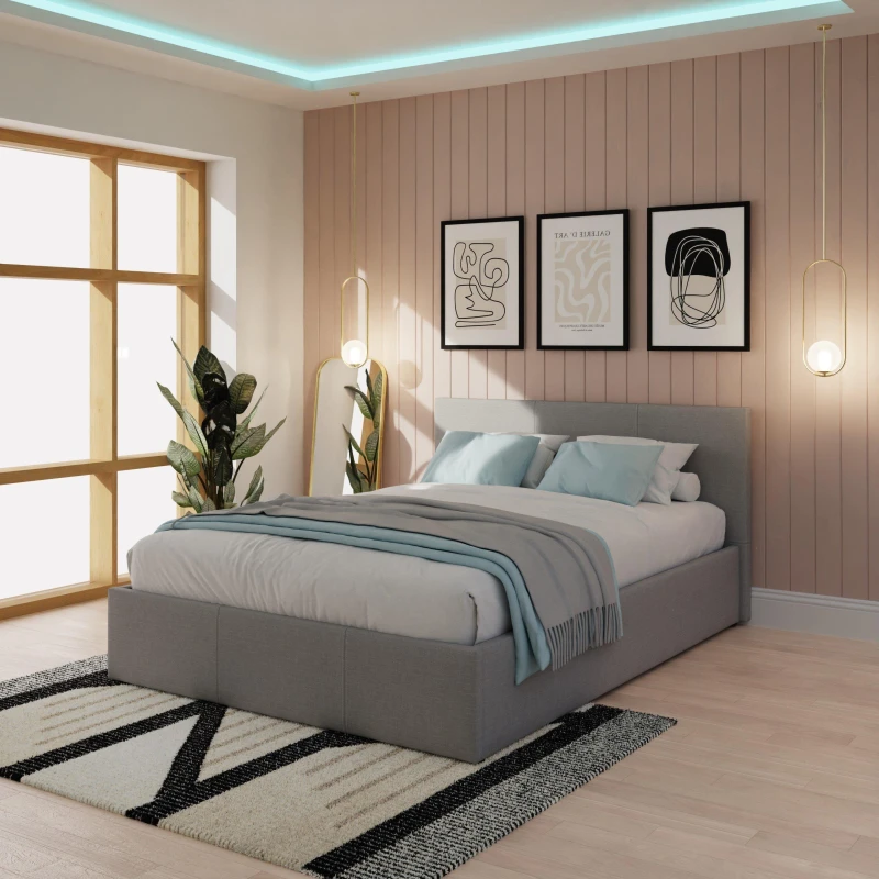 Image of GFW GFW End Lift Small Double Fabric Ottoman Bed - Grey