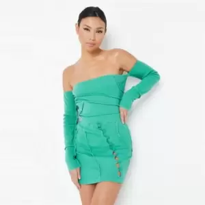 Image of Missguided Aysm Button Mini Exposed Seam - Green