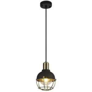 Image of Ceiling Pendant, 1 Light E27, IP65, Matt Black, Brushed Bronze - Luminosa Lighting