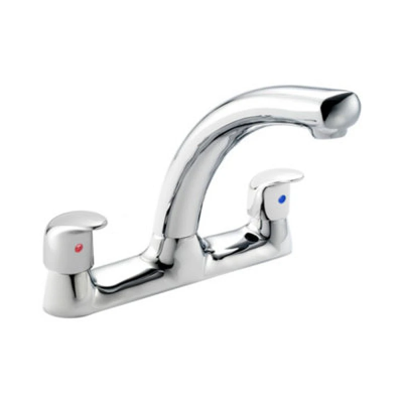 Image of Nes Home Dual Lever 360 Swivel Spout Kitchen Basin Mono Mixer Tap