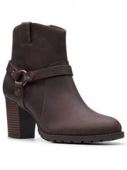 Image of Clarks Verona Rock Ankle Boot, Dark Brown, Size 3, Women