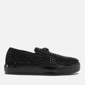 Image of Kurt Geiger London Mens Laney Stud Suede Slip-On Trainers - Black - UK 8