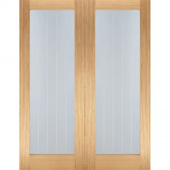 Image of Mexicano Internal Glazed Unfinished Oak 1 Lite Pair Doors - 1168 x 1981mm