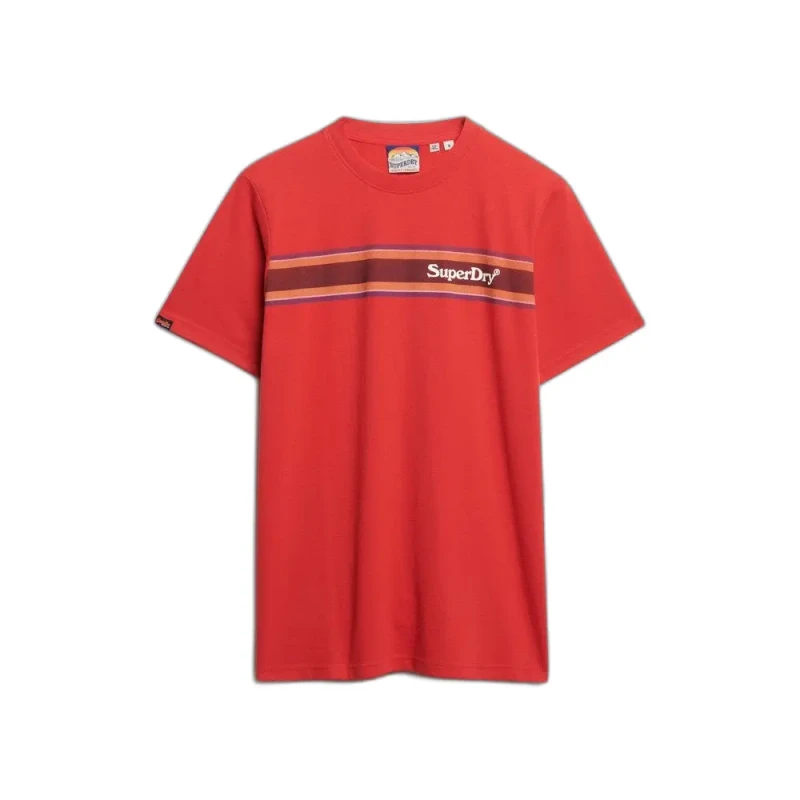 Image of Superdry Striped casual T-Shirt with logo Superdry Venue Rouge Male S
