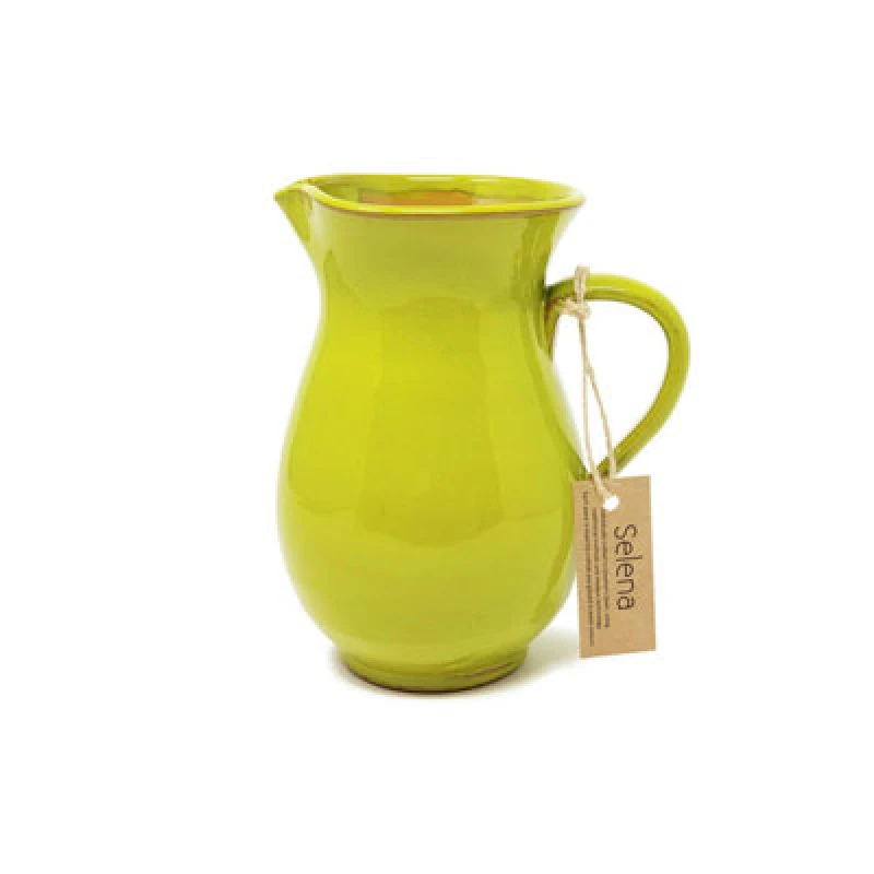 Image of Verano Spanish Ceramics Selena Glazed Hand Dipped Kitchen Dining Pourer Jug Lime Green 1L (H) 19Cm