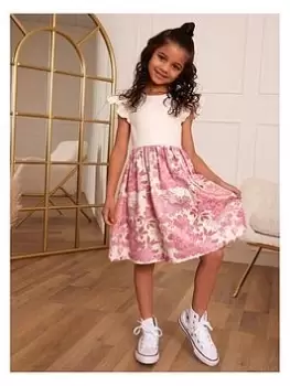 Image of Chi Chi London Girls Ruffle Floral Print Midi Dress - Pink, Size 3 Years, Women