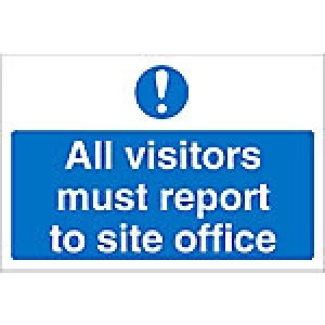 Image of Mandatory Sign Visitors Report To Office Fluted Board 45 x 60 cm
