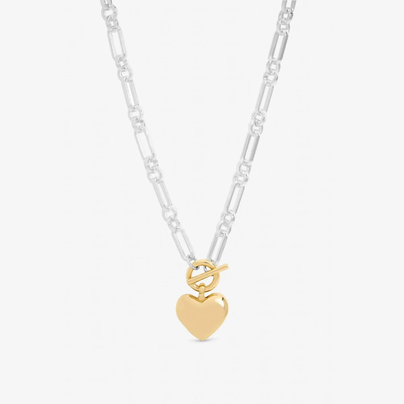 Image of Mood Two Tone Heart Link Necklace Chain Necklaces One Size Gold 41327610000