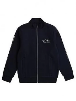 Image of Hugo Boss Metallic Logo Zip Through Hoodie Navy Size 8 Years Kids