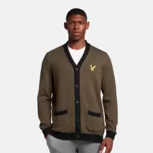 Image of Mens Block Marl Cardigan - Olive Marl/Jet Black - M