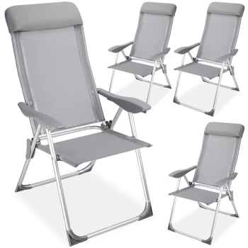 Image of Garden camping chair - High back terrace chair in aluminium - 60 x 109cm