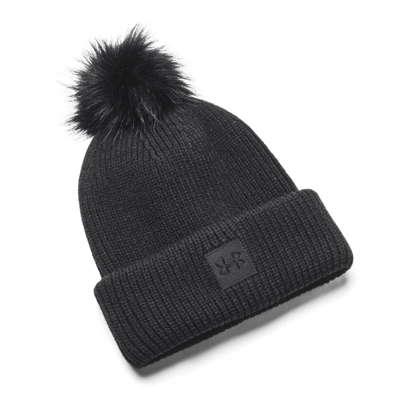 Image of Under Armour Armour Ua Halftime Ribbed Pom Beany Womens - Black Ladies
