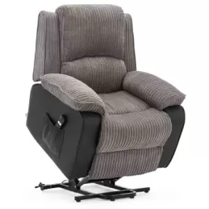 Image of Postana Electric Rise Recliner Jumbo Cord - Grey Leather