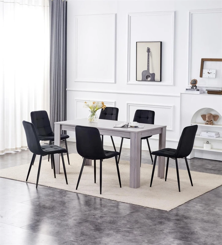 Image of KOSY KOALA Dining Table Set with 6 Chairs Dining Room, and Kitchen table set of 6 Grey